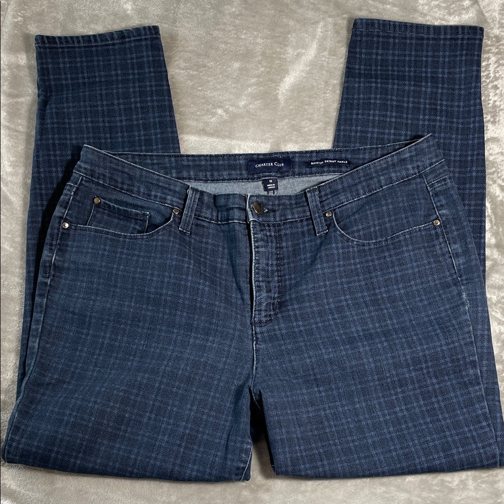 Charter Club brand Bristol Plaid skinny ankle pants in Blue Size 14